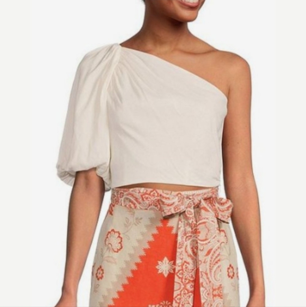 Antonio Melani Amara One Shoulder Linen Blend Ivory Top 8